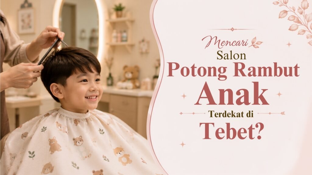Seorang anak sedang tersenyum ceria saat mendapatkan potongan rambut model terbaru di Latezza Beauty Parlour, salon potong rambut anak terdekat di Tebet.