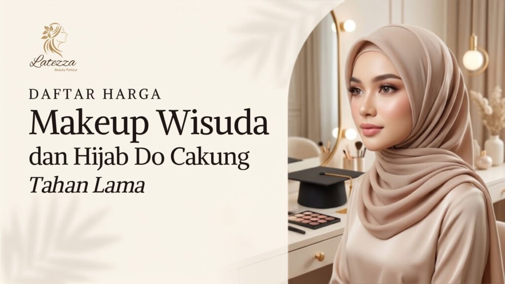 Tampilan makeup wisuda dan hijab do yang cantik dan elegan di Latezza Beauty Parlour dengan penawaran harga terbaik di area Cakung.